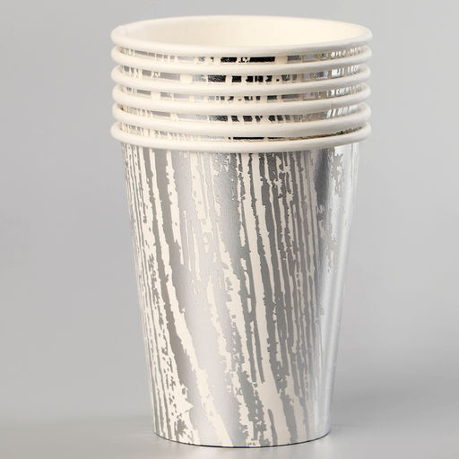Стаканы бумажные Полосы, 6 шт., цвет серебро - Страна карнавалия фото 2