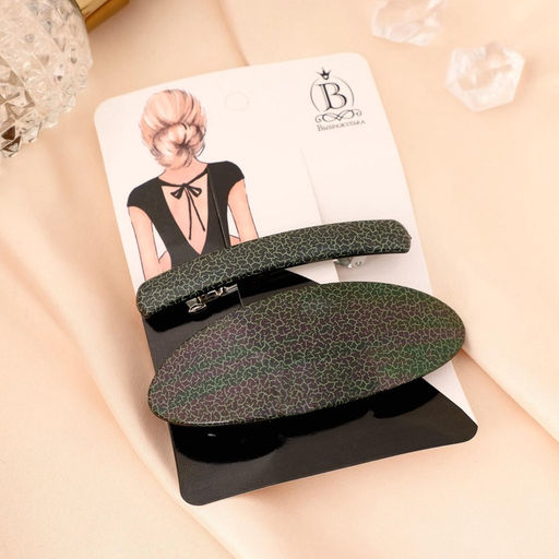 Цена за 6 шт. Заколка - автомат для волос «Чёрная лава», набор 2 шт.: 9 см, 7.5 см