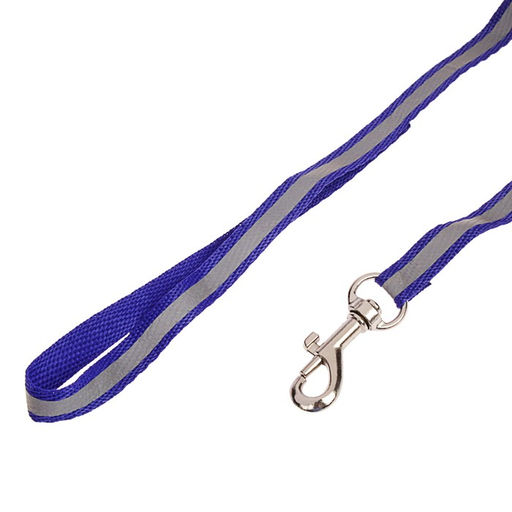 Комплект со светоотражающей лентой, ошейник 120 х 1 см, ОГ 26-40 см, синий - Пижон фото 5