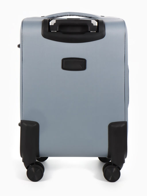 Чемодан 20",Текст,36*25*58,отд на молнии,1 нар/карм, увелич,код замок,4 колеса, т.серый