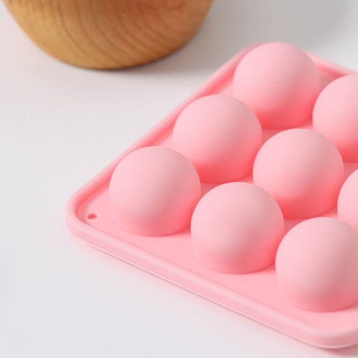 Цена за 2 шт. Форма для льда Доляна «Шары», 10.5×10.5×2 см, 9 ячеек (d=1.9 см), розовая