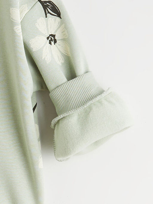 Bisiklet Yaka ?i?ekli K?z ?ocuk Kal?n Sweatshirt