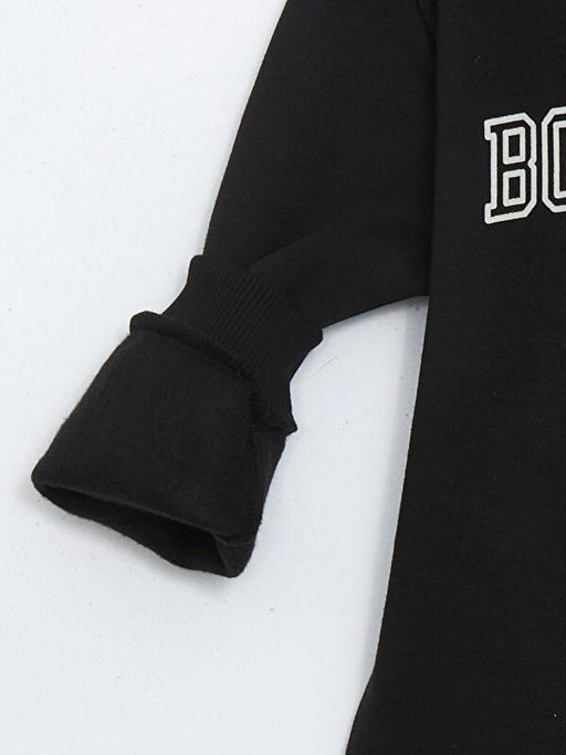 Bisiklet Yaka Bask?l? Erkek ?ocuk Sweatshirt