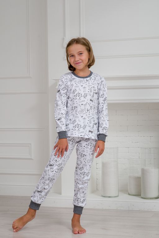 Пижама детская из интерлока Потешка котик темно серый - Амадэль фото 17