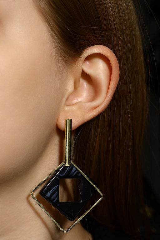 Серьги ассорти «Иллюзия», цвет чёрный в золоте