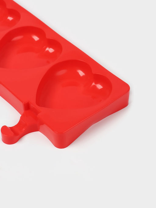 Форма для мороженого Сердца, силикон, 37?15?2.5 см, 4 ячейки (9.2?8.4 см), МИКС