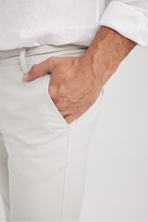 Брюки-чиносы узкого кроя из габардина и парусины - Defacto фото 5