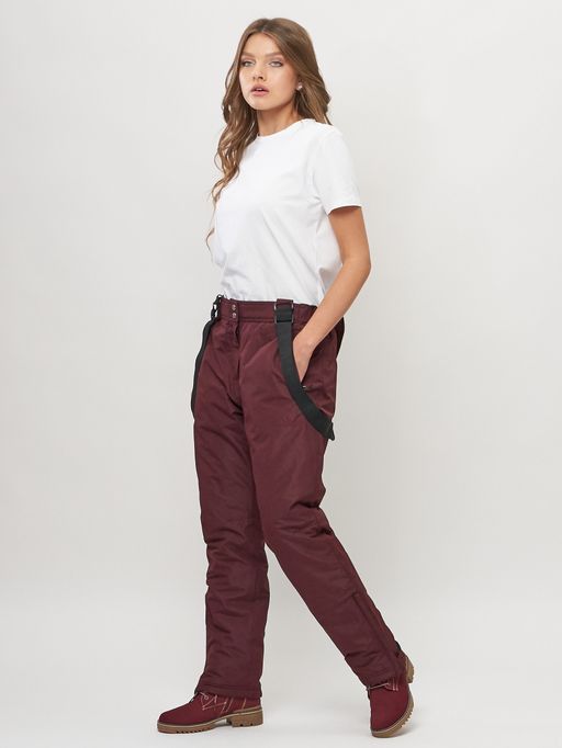 Полукомбинезон брюки горнолыжные женские big size бордового цвета 66413Bo - Colannia фото 14