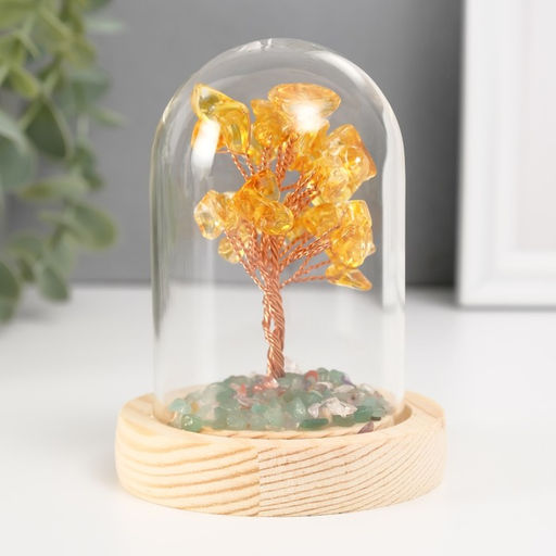 Фигурка «Денежное дерево в колбе», жёлтый, 36 камней, 7.8×7.8×10 см