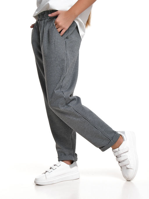 Брюки черная клетка для девочки 22-7968 клетка - Mini maxi фото 7