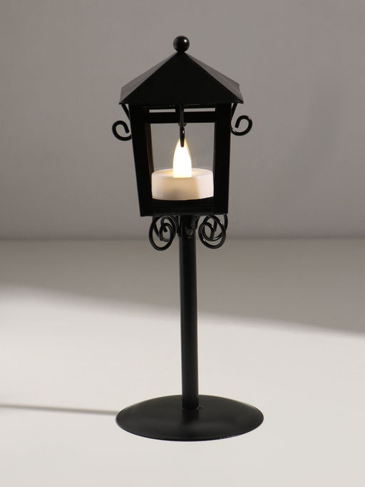Подсвечник на 1 свечу «Фонарь», металл, чёрный, 24×9×9 см