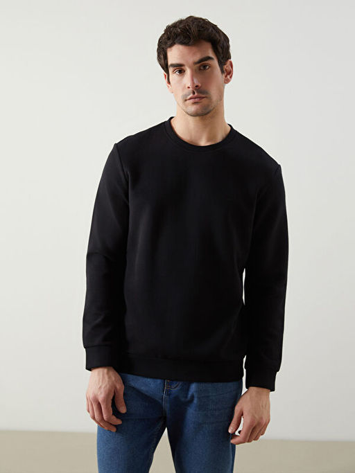 Bisiklet Yaka Uzun Kollu Erkek Sweatshirt