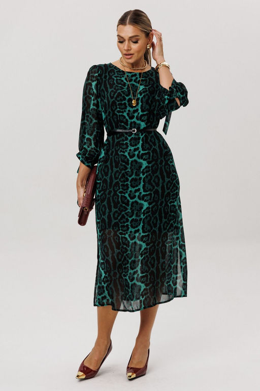 Платье ANELLI 1733 леопардовый изумруд