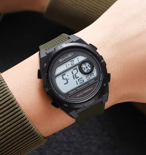 Часы наручные Skmei мужские электронные солнечная батарея спортивные 2436green