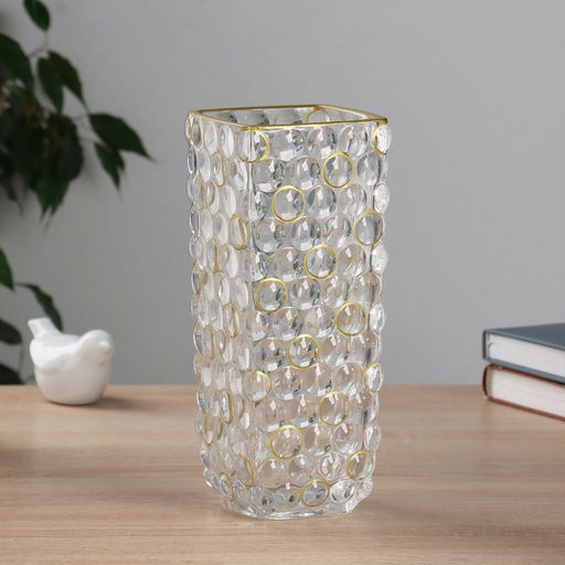 Ваза настольная «Альма галант» круги, 24×10 см, стекло, прозрачная