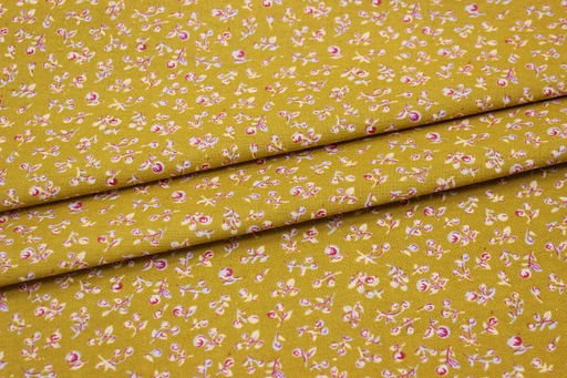Теплый хлопок Брусника на горчичном, ш.1.45м, хлопок-100%, 150гр/м.кв - Купава фото 5