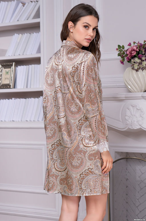 CLEMENTINA 3457 Классическая рубашка-халат с английским воротником на пуговицах Mia-Amore фото 2