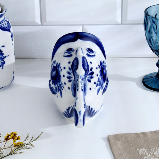 Подставка для ложек «Чудо-рыба», 10×16.5×13.5, фарфор гжель