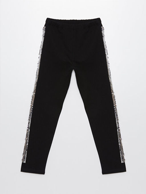 Beli Lastikli ?ift Y?nl? Payetli K?z ?ocuk Tayt - Waikiki фото 2