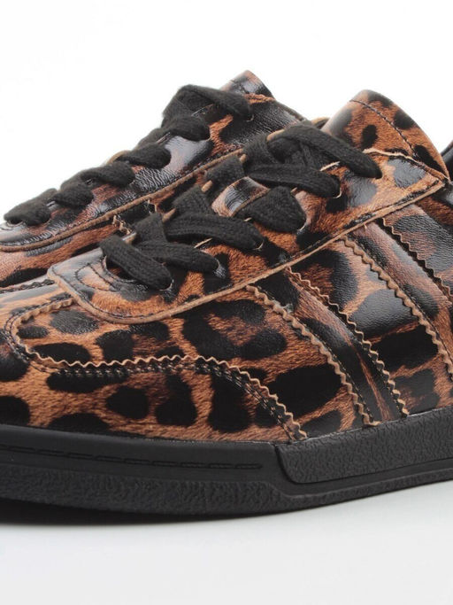 03-B6C-7PC BROWN/LEOPARD Кеды женские (натуральная кожа)