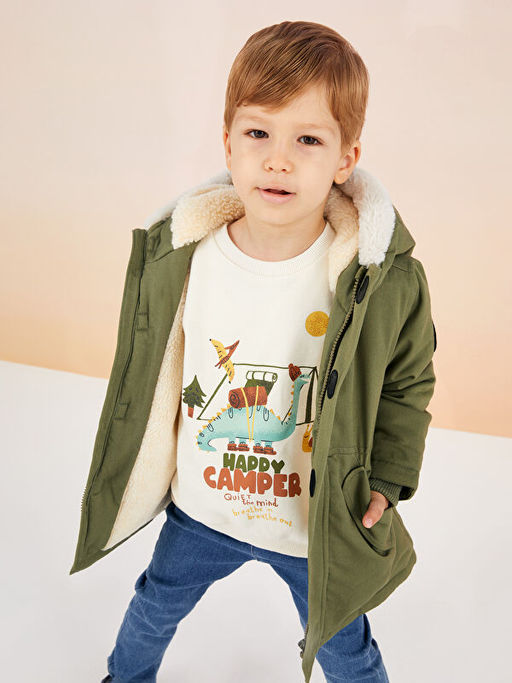 Bisiklet Yaka Uzun Kollu Bask?l? Erkek Bebek Sweatshirt - Waikiki фото 2