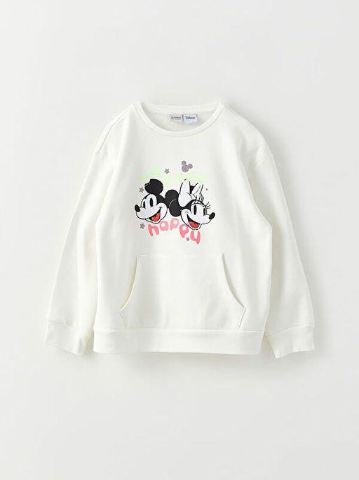 Bisiklet Yaka Minnie ve Mickey Mouse Bask?l? Uzun Kollu K?z ?ocuk Sweatshirt ve E?ofman Alt - Waikiki фото 2