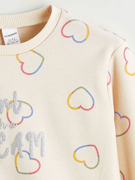 Bisiklet Yaka Bask?l? K?z ?ocuk Sweatshirt