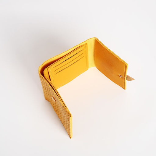 Кошелёк женский на кнопке, 11×1×10 см, комбинированный, жёлтый