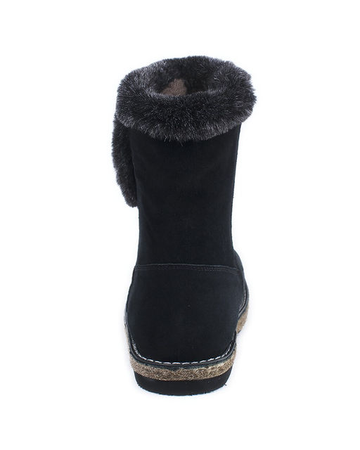 Полусапожки женские на войлочной подошве, черные, замша, молния.