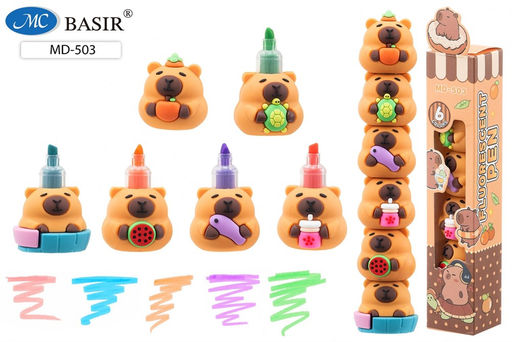 Набор текстмаркеров секционных Basir "Капибара" 6цв. (MD-503) в карт. уп.