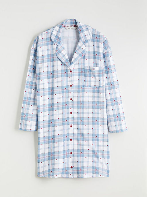 G?mlek Yaka Desenli Kad?n Gecelik