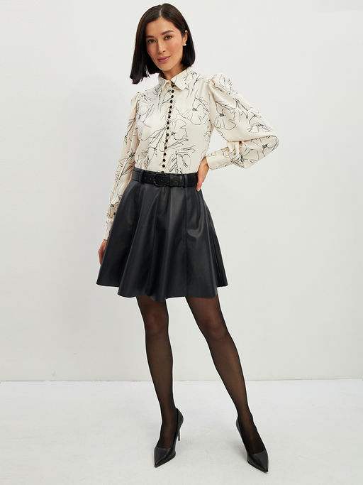 Блузка с принтом OD-639-29 белая черный цветок - Tantino фото 17