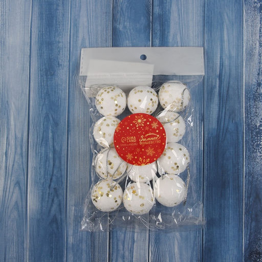 Цена за 3 шт. Ёлочные игрушки Золотые вкрапления, шары новогодние, пенопласт, d=3 см, набор 12 шт. - Зимнее волшебство фото 2