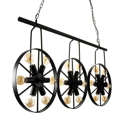 Светильник подвесной BayerLux «Колёса», люстра 18×40 Вт, E27, чёрный, 65×10×150 см