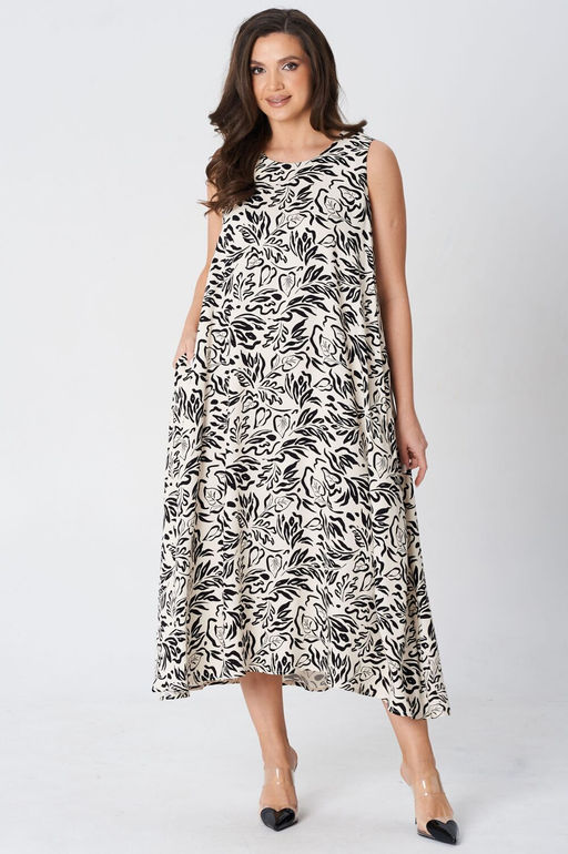 Платье Lenata 16492 черно молочный