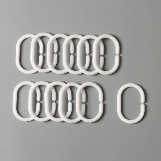Кольца для штор Доляна, в ванную, пластик, 12 шт., 5.7×3.8 см, белые