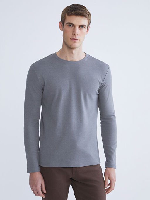 Bisiklet Yaka Uzun Kollu Erkek Ti??rt