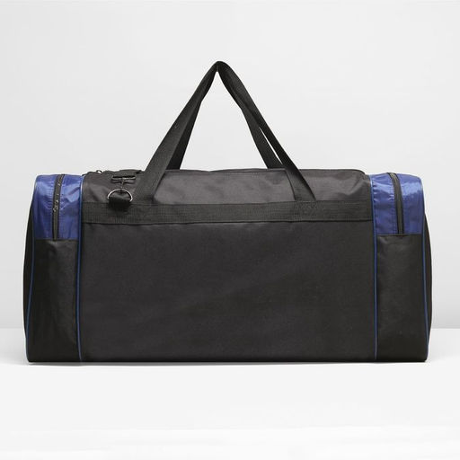Сумка дорожная на молнии, 3 наружных кармана, длинный ремень, цвет чёрный/синий