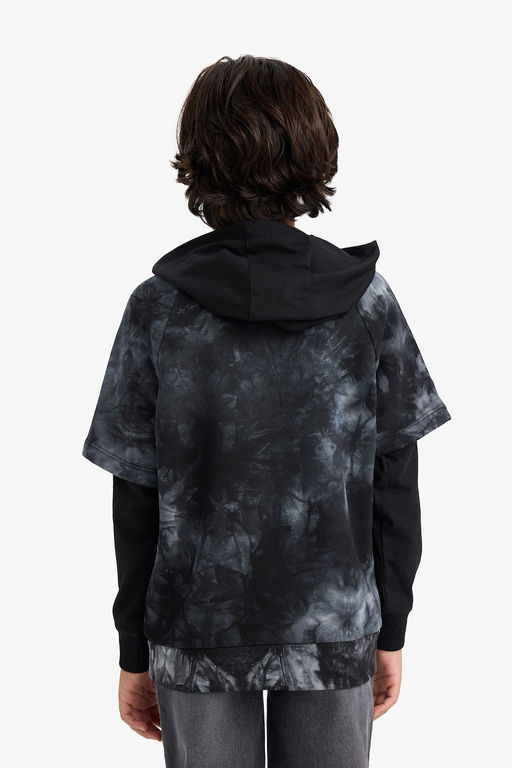 Kap__onlu Batik Desenli Sweatshirt Erkek _ocuk - Defacto фото 5