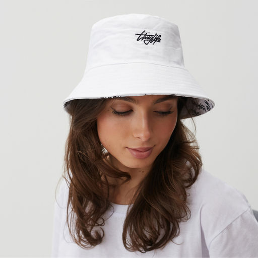 Панама двусторонняя унисекс MINAKU с надписями, белая, размер 58