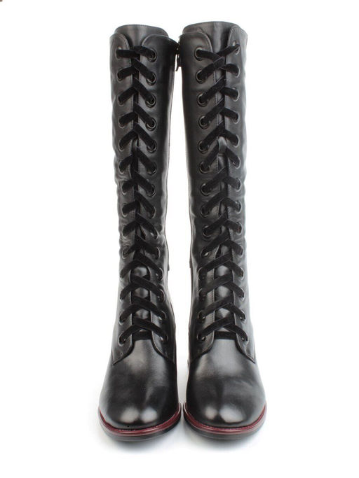 02-BA100-1 BLACK Сапоги зимние женские (натуральная кожа, натуральный мех)