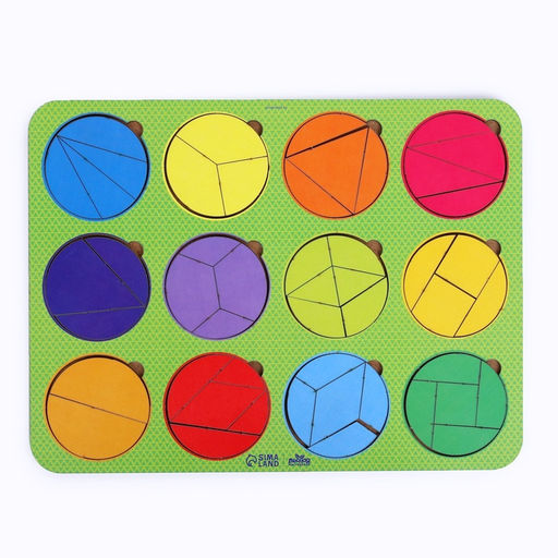 Головоломка геометрическая деревянная «Круги» дроби, 2 уровень, 12 шт.