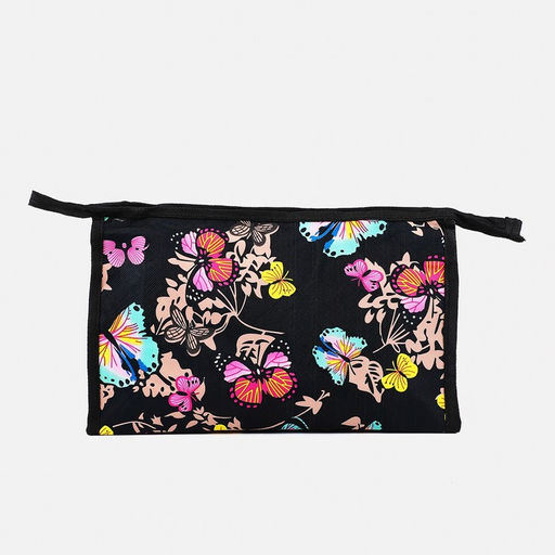 Косметичка на молнии, треугольная, большая, с рисунком Яркие бабочки, чёрная - Simaland фото 2