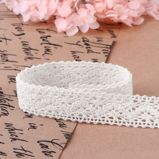 Кружево вязаное, 20 мм, 10±1 м, белое