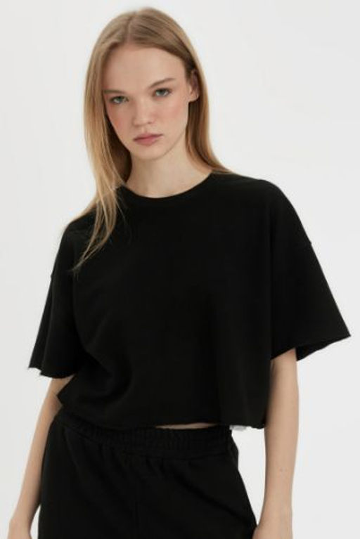 Coool Loose Fit Kal?n Basic Duz K?sa Kollu Tisort