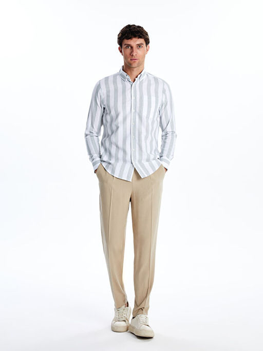 Regular Fit Uzun Kollu ?izgili Erkek G?mlek