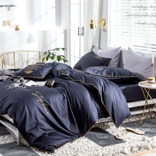 КПБ Mency однотонный с вышивкой MENO016 1.5 спальный