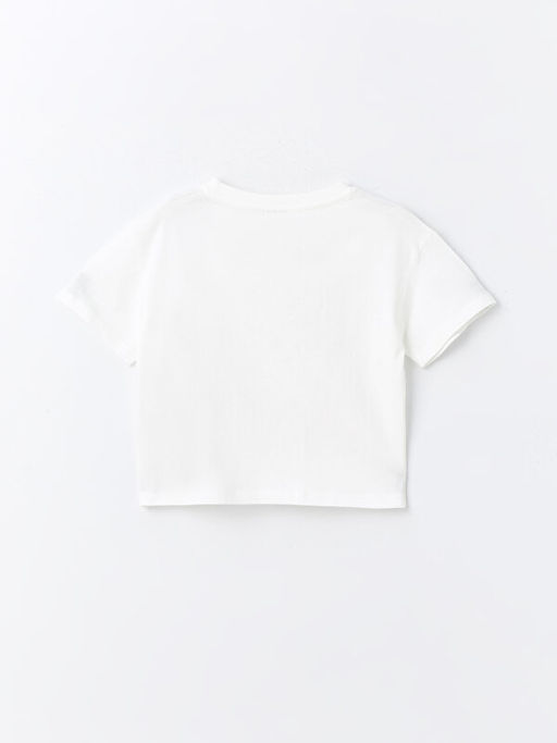 Bisiklet Yaka Bask?l? K?sa Kollu K?z ?ocuk Ti??rt - Waikiki фото 2