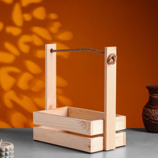 Набор кашпо деревянных 2 в 1 (25.51530; 201223 см) Аром, ручка канат, Натуральная сосн 1006000 - Дарим красиво фото 3