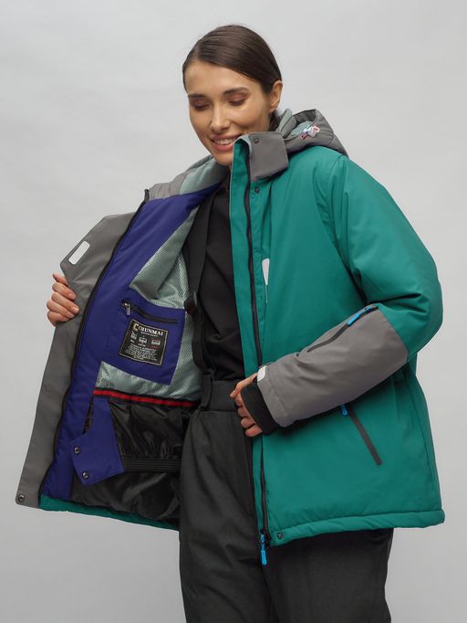 Горнолыжный костюм женский большого размера темно-зеленого цвета 02278TZ - Chunmai фото 15